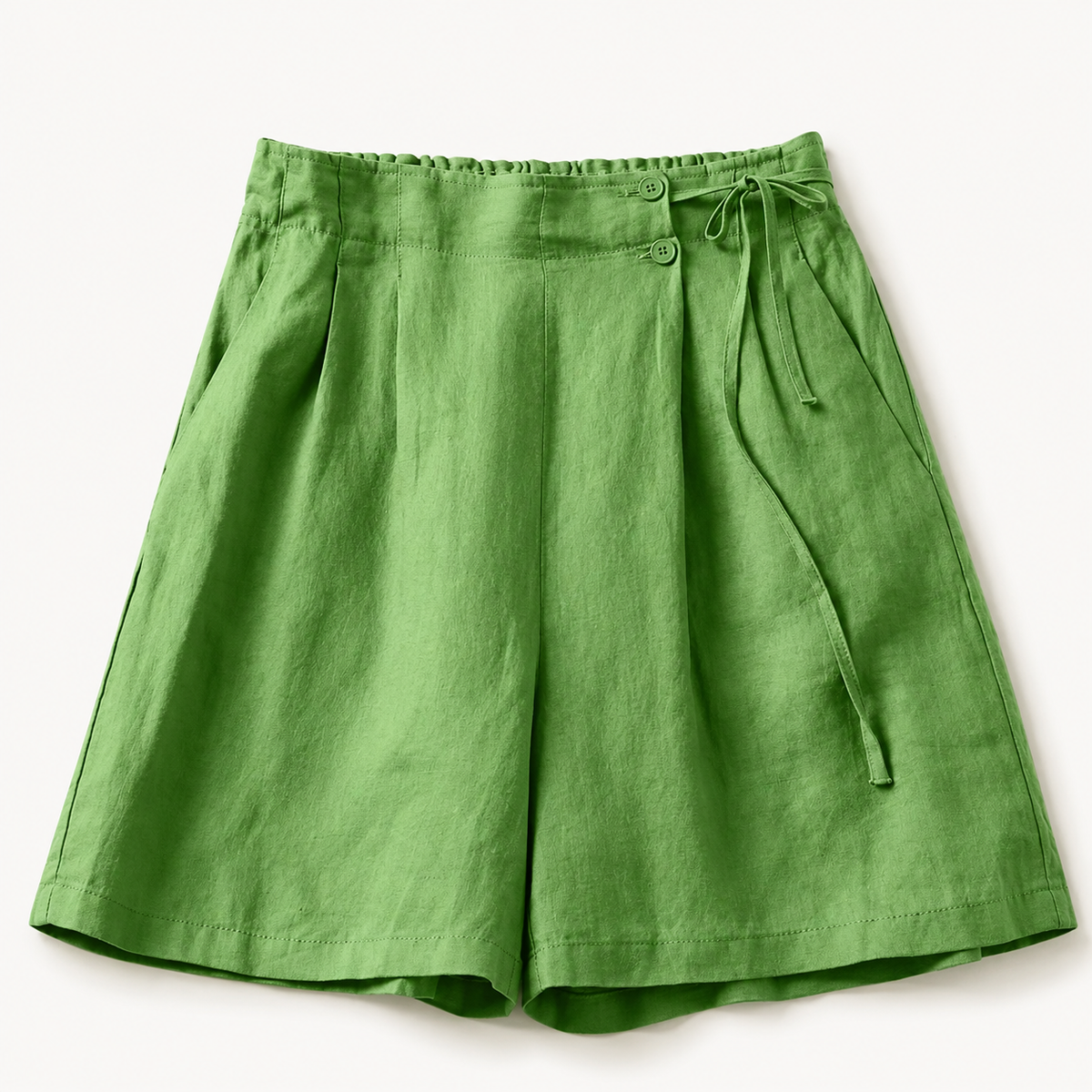 Women's Linen Wide Leg Shorts Tie Waist Ruffle Elastic Casual Summer Beach Pants - Seldom Seen Styles