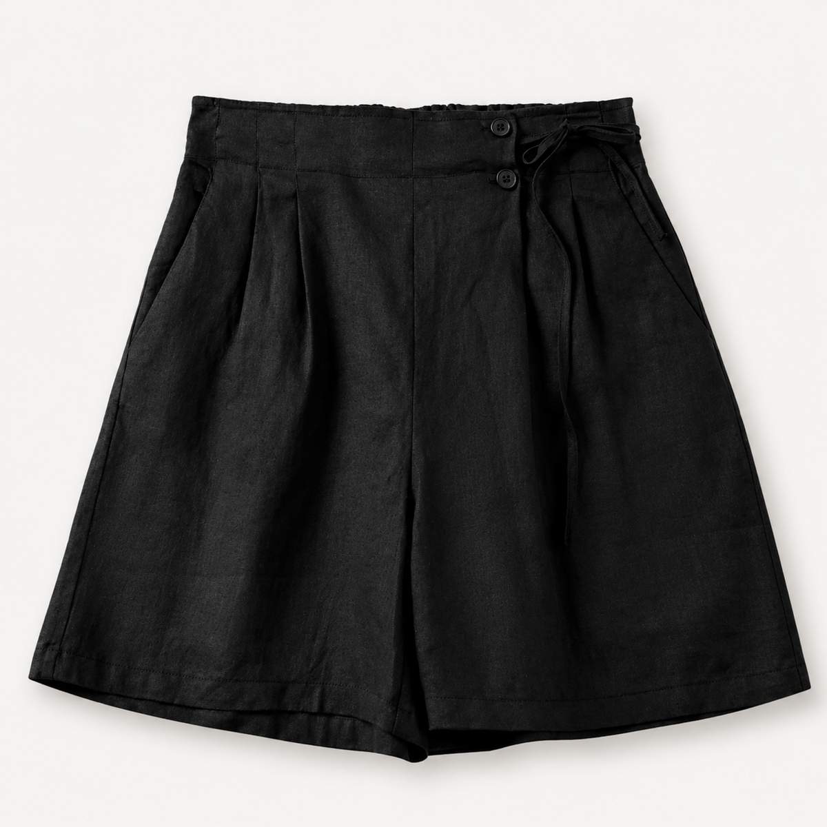Women's Linen Wide Leg Shorts Tie Waist Ruffle Elastic Casual Summer Beach Pants - Seldom Seen Styles