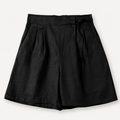 Women's Linen Wide Leg Shorts Tie Waist Ruffle Elastic Casual Summer Beach Pants