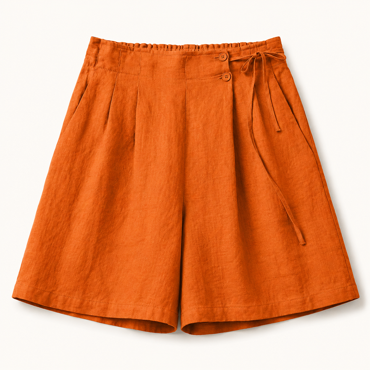 Women's Linen Wide Leg Shorts Tie Waist Ruffle Elastic Casual Summer Beach Pants - Seldom Seen Styles