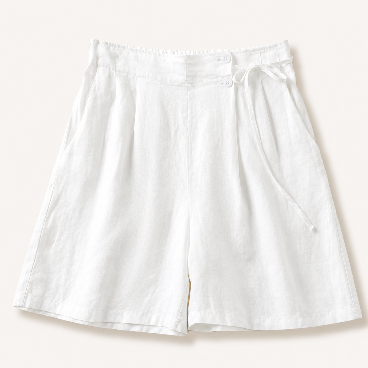 Women's Linen Wide Leg Shorts Tie Waist Ruffle Elastic Casual Summer Beach Pants - Seldom Seen Styles