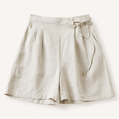 Women's Linen Wide Leg Shorts Tie Waist Ruffle Elastic Casual Summer Beach Pants