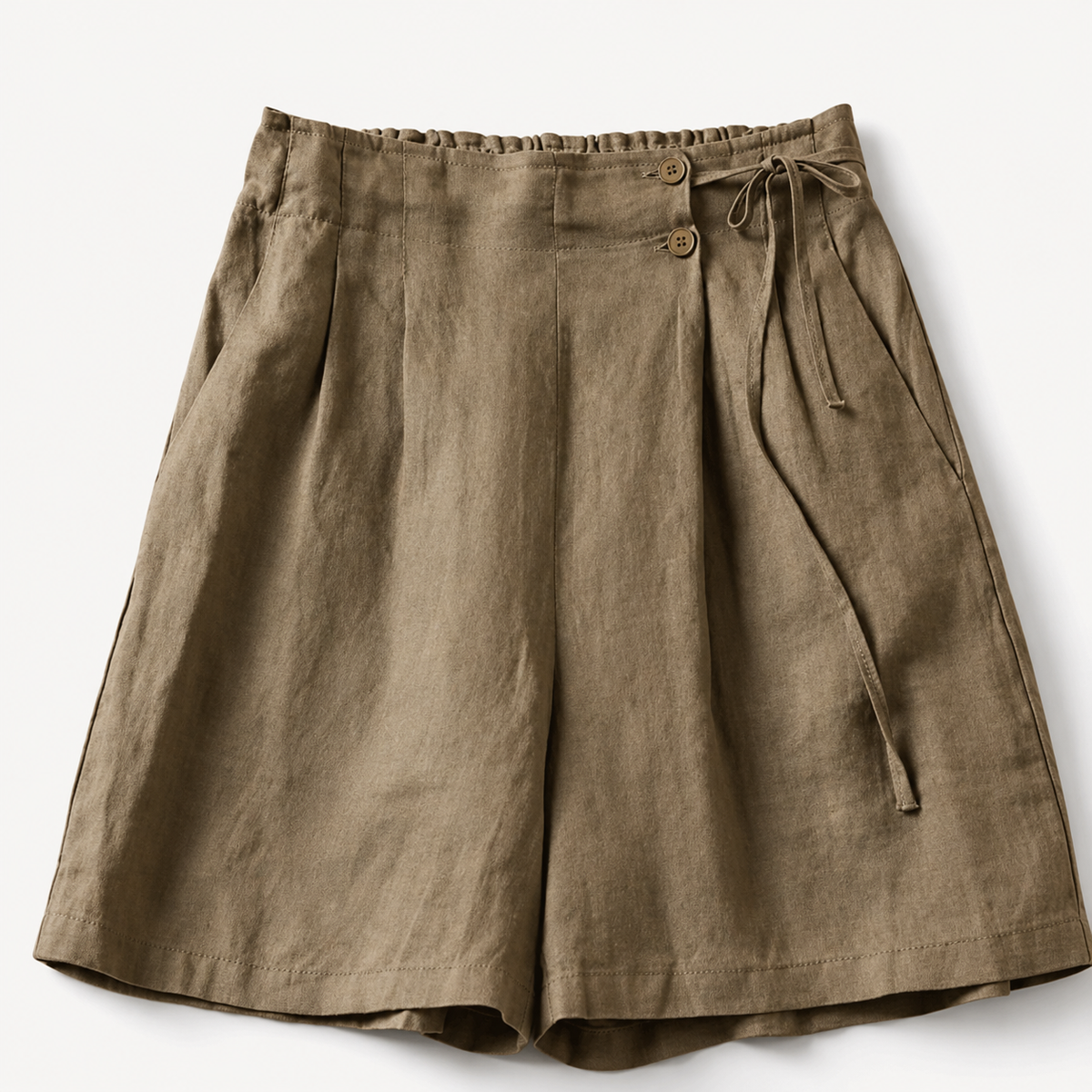 Women's Linen Wide Leg Shorts Tie Waist Ruffle Elastic Casual Summer Beach Pants - Seldom Seen Styles