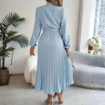 Robe midi plissée et ceinturée à manches longues Issy