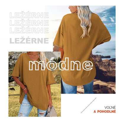 Women's Loose Fit V-Neck T-Shirt Short Sleeve Casual Summer Tops Solid Color Lightweight Breathable Cotton Blend Tee Shirt for Women