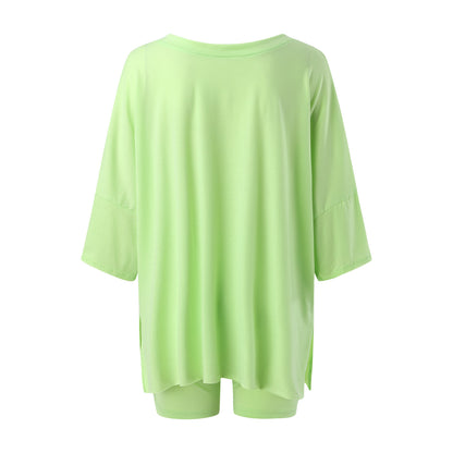 Damen Loungewear 2-teiliges Outfit T-Shirt Übergroßes Kurzarm-Trainingsanzug-Strand-Cover-Up-Shorts-Set S-XXL