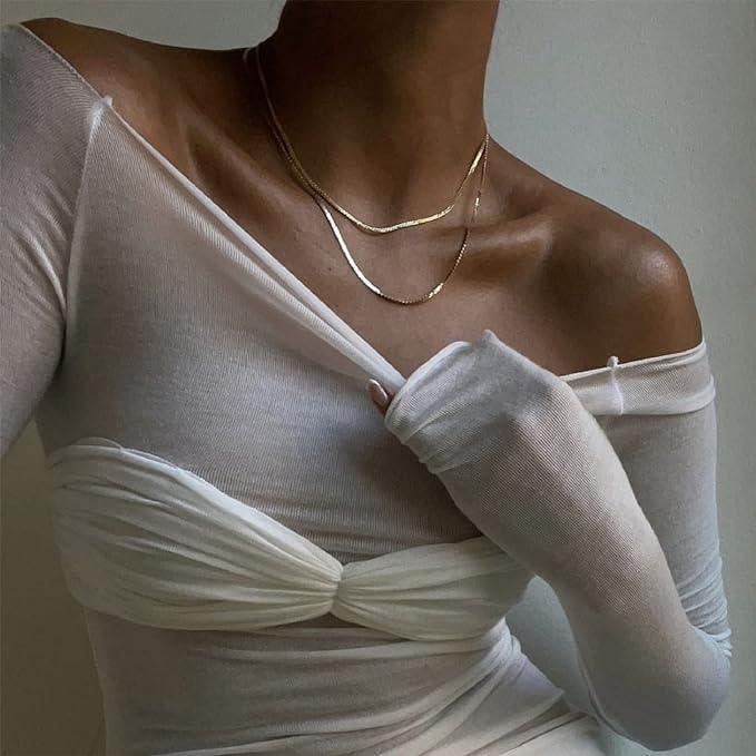Women's Mesh Off Shoulder Top Sheer Elegant Romantic Casual Summer Beach Vacation Top - Seldom Seen Styles