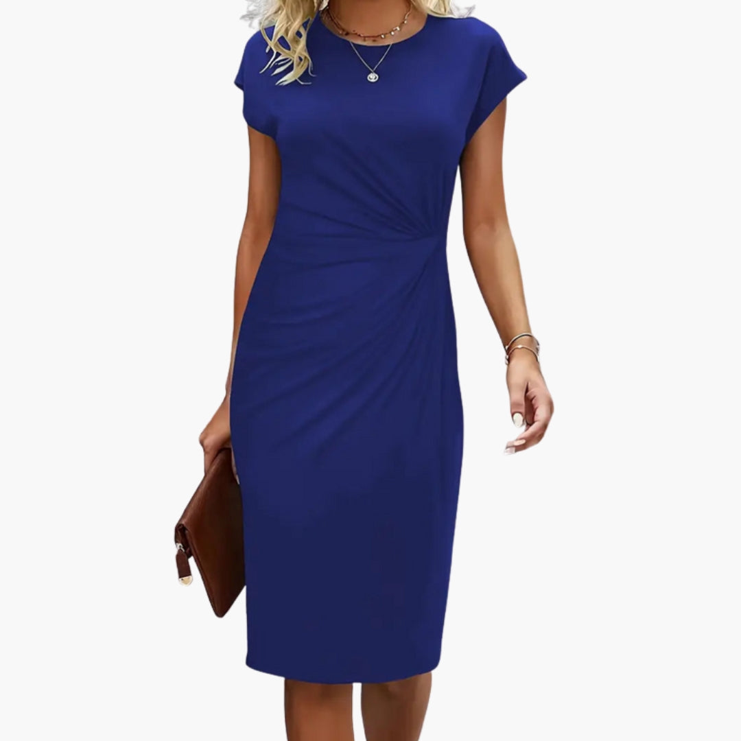 Women’s Midi Dress with Round Neckline and Waist Seam - Seldom Seen Styles