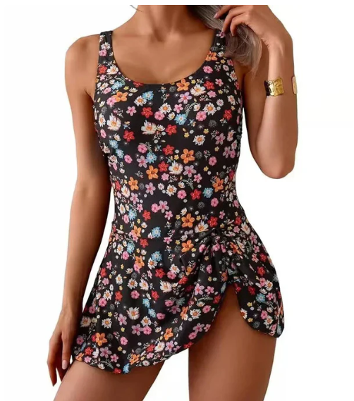 Women's One Piece Tummy Control Tie Knot Swimsuit Skort Built-In Bra Beach Vacation - Seldom Seen Styles