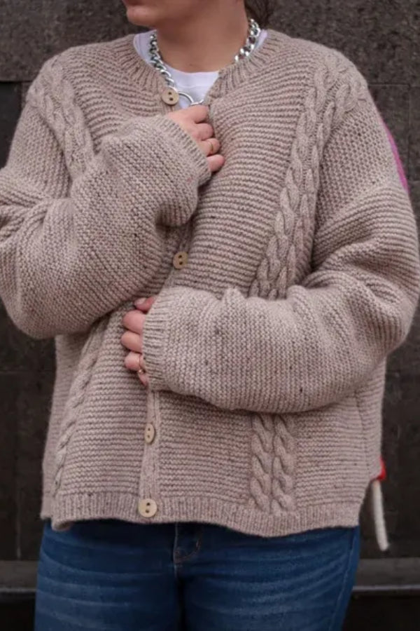 Women's Oversized Graphic Knit Sweater Abstract Face Pattern Chunky Cozy Pullover Cardigan - Seldom Seen Styles