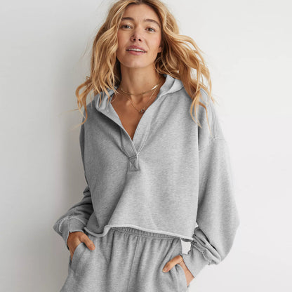 Women's Oversized V Neck Sweatshirt Casual Long Sleeve Pullover Trendy Relaxed Fit Athleisure Top