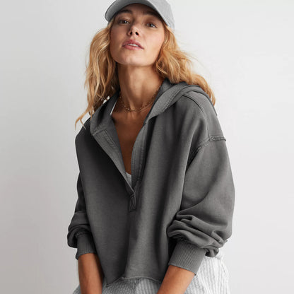 Women's Oversized V Neck Sweatshirt Casual Long Sleeve Pullover Trendy Relaxed Fit Athleisure Top