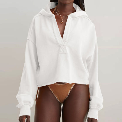 Women's Oversized V Neck Sweatshirt Casual Long Sleeve Pullover Trendy Relaxed Fit Athleisure Top