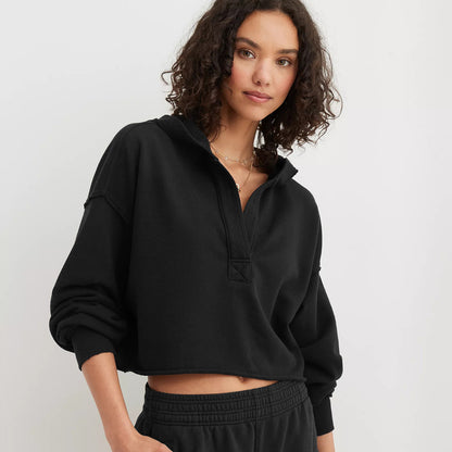 Women's Oversized V Neck Sweatshirt Casual Long Sleeve Pullover Trendy Relaxed Fit Athleisure Top