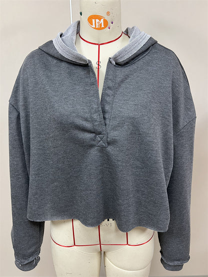 Women's Oversized V Neck Sweatshirt Casual Long Sleeve Pullover Trendy Relaxed Fit Athleisure Top