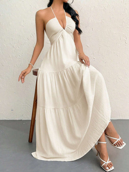 Schlichtes Damenkleid, Sommerkleidung Damen, lässiges ärmelloses Kleid für Strandurlaub, Sommerkleidung für Damen, Damenbekleidung, Damenmode, Kleider für Partys, A-Linien-Kleid