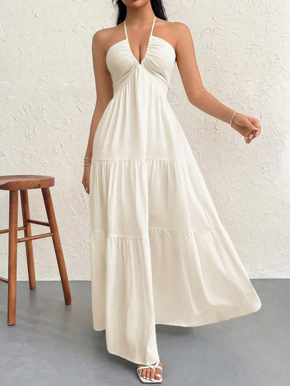 Schlichtes Damenkleid, Sommerkleidung Damen, lässiges ärmelloses Kleid für Strandurlaub, Sommerkleidung für Damen, Damenbekleidung, Damenmode, Kleider für Partys, A-Linien-Kleid