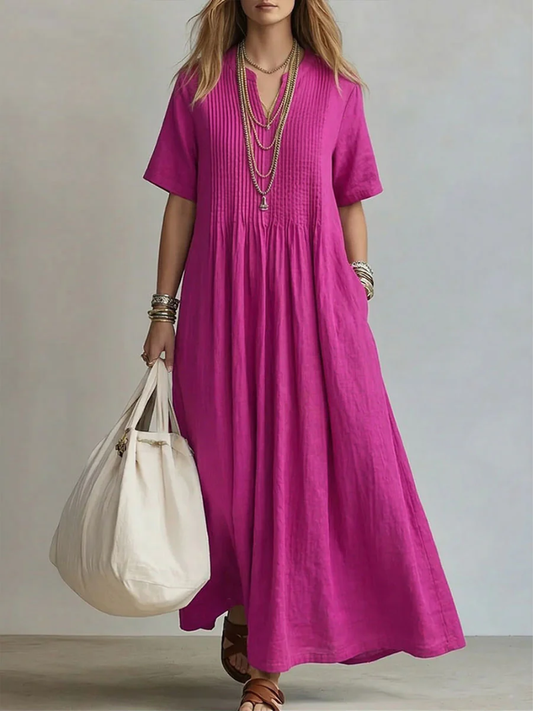 Women's Pleated Flowy Dress Elegant Lightweight Summer Midi Dress Casual Party Wedding Guest Vacation | Noor Pleat - Seldom Seen Styles
