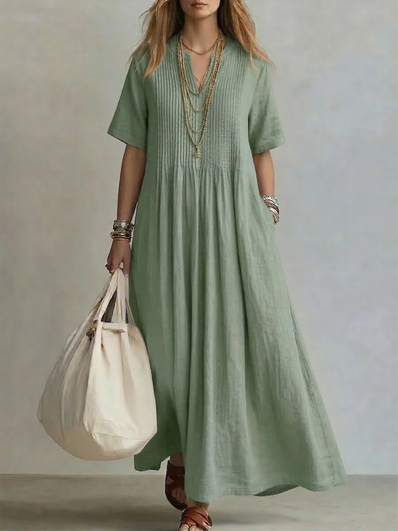 Women's Pleated Flowy Dress Elegant Lightweight Summer Midi Dress Casual Party Wedding Guest Vacation | Noor Pleat - Seldom Seen Styles