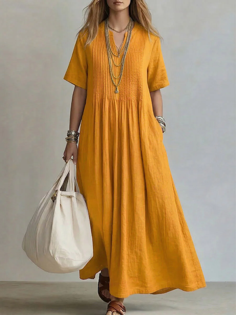 Women's Pleated Flowy Dress Elegant Lightweight Summer Midi Dress Casual Party Wedding Guest Vacation | Noor Pleat - Seldom Seen Styles