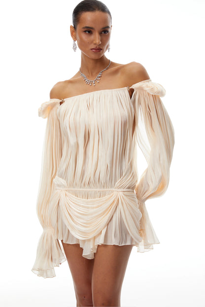 Women's Plisse Draped Mini Dress Elegant Summer Wedding Guest Vacation Dress