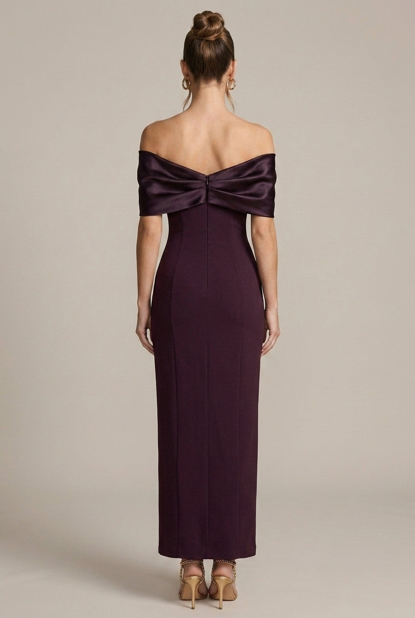 Women's Plum Off The Shoulder Party Maxi Dress - Seldom Seen Styles