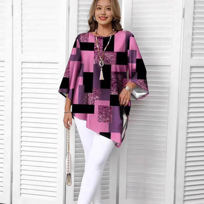 Women's Plus Size Loose Casual Irregular Hem Top Oversized Short Sleeve Summer Shirt Blouse