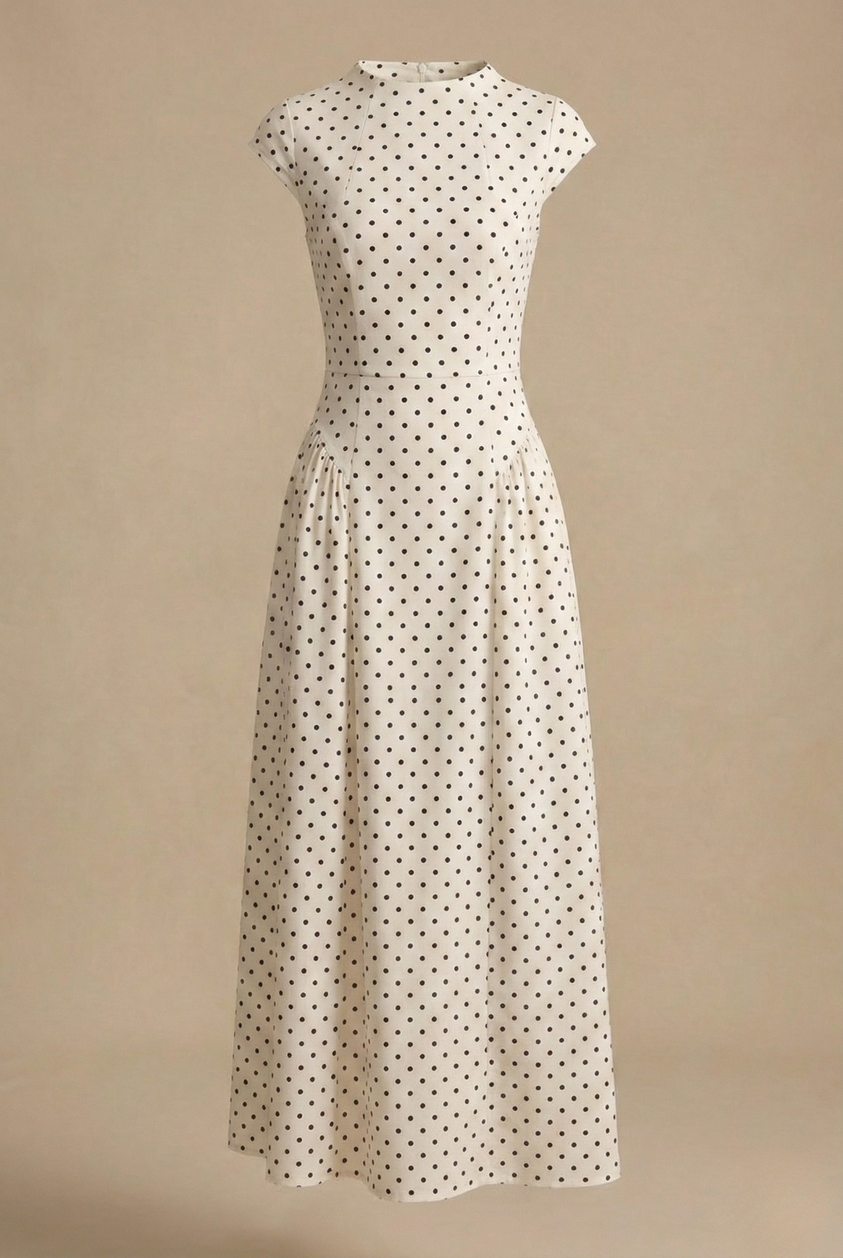 Women’s Polka Dot Maxi Dress with Round Neck and A Line Silhouette - Seldom Seen Styles