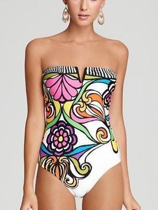 Women's Printed One Piece Swimsuit Sexy Siamese Bikini Bodysuit Tummy Control Bathing Suit for Beach Vacation Pool Summer - Seldom Seen Styles