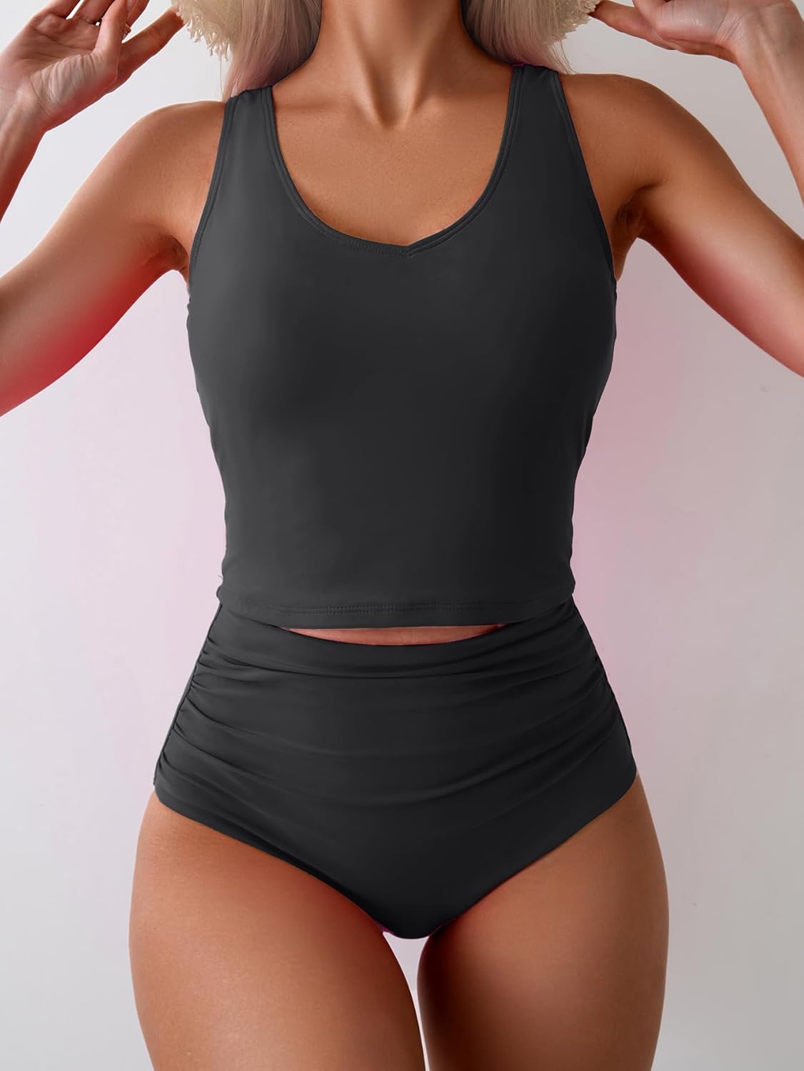 Women's Racerback One Piece Swimsuit Ruched Waist Side Cutout Tummy Control Summer Beach Vacation Bathing Suit - Seldom Seen Styles