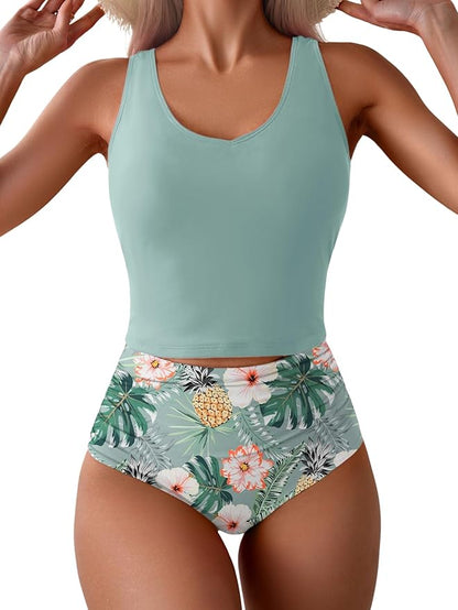 Women's Racerback One Piece Swimsuit Ruched Waist Side Cutout Tummy Control Summer Beach Vacation Bathing Suit