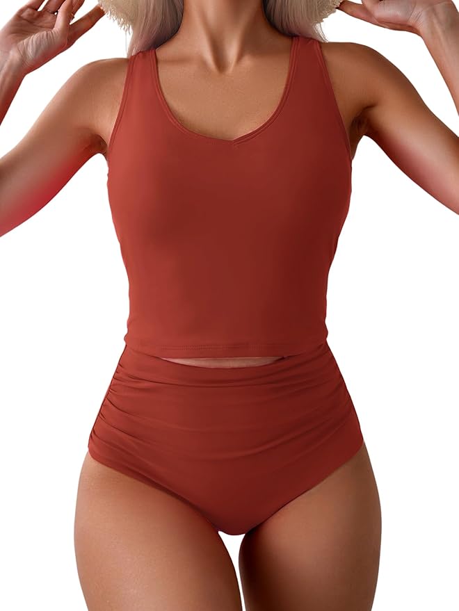 Women's Racerback One Piece Swimsuit Ruched Waist Side Cutout Tummy Control Summer Beach Vacation Bathing Suit - Seldom Seen Styles