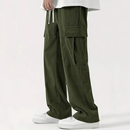 Women's Relaxed Corduroy Trousers – Loose Fit Drawstring Waist Wide Leg Pants | S–3XL
