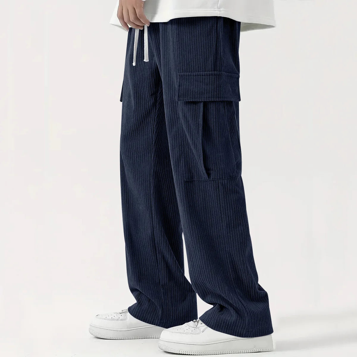 Women's Relaxed Corduroy Trousers – Loose Fit Drawstring Waist Wide Leg Pants | S–3XL - Seldom Seen Styles