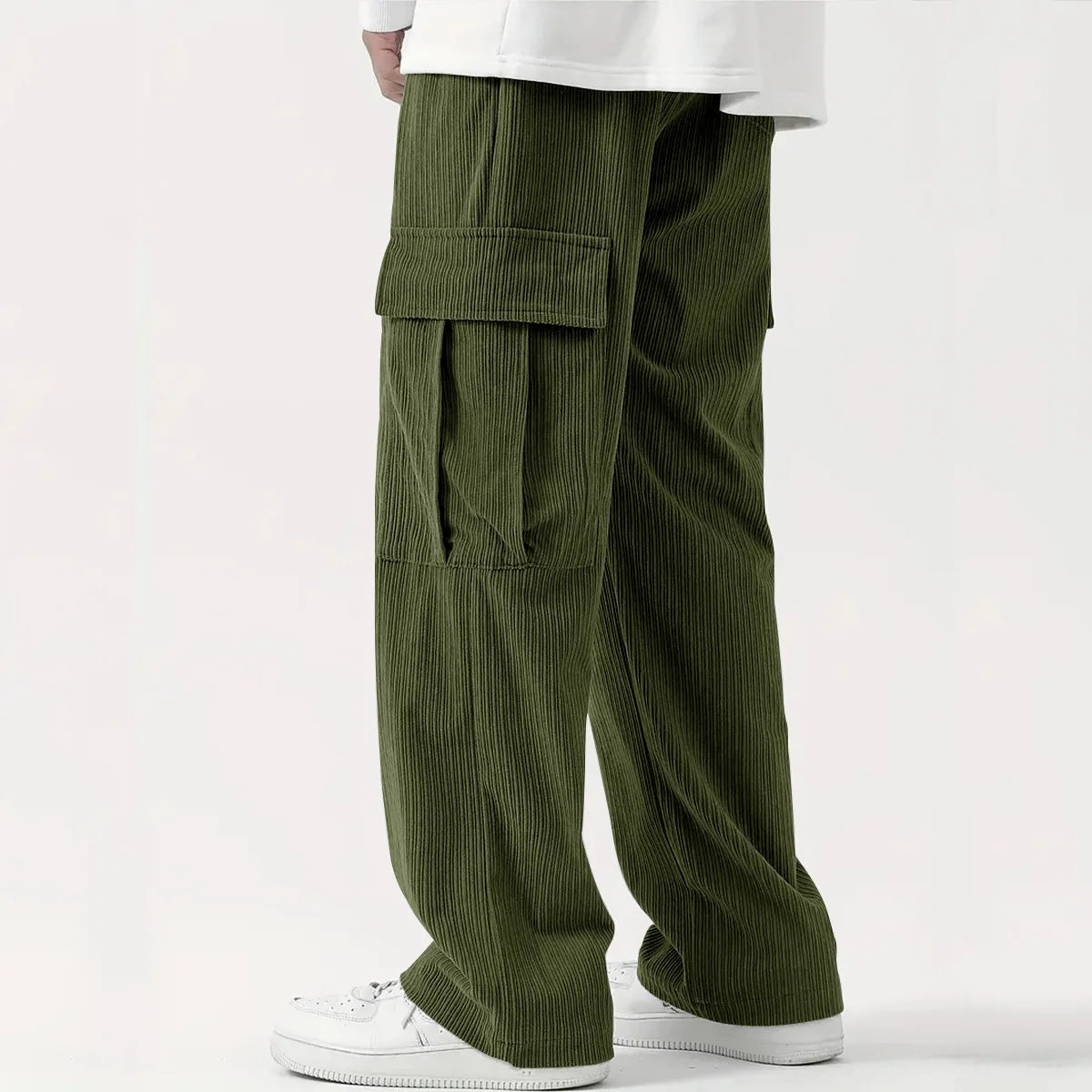 Women's Relaxed Corduroy Trousers – Loose Fit Drawstring Waist Wide Leg Pants | S–3XL - Seldom Seen Styles