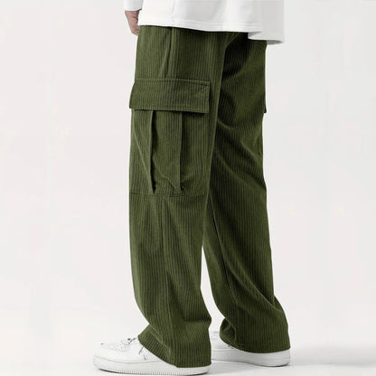 Women's Relaxed Corduroy Trousers – Loose Fit Drawstring Waist Wide Leg Pants | S–3XL