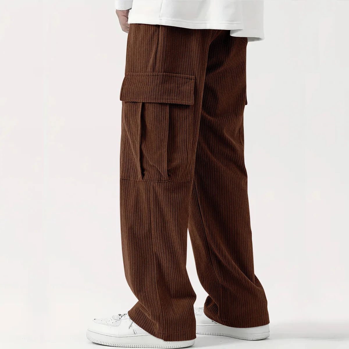 Women's Relaxed Corduroy Trousers – Loose Fit Drawstring Waist Wide Leg Pants | S–3XL - Seldom Seen Styles