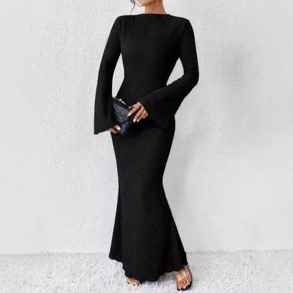 Women's Rib Knit Maxi Dress Long Sleeve Bodycon Mermaid Sweater Dress for Fall Winter