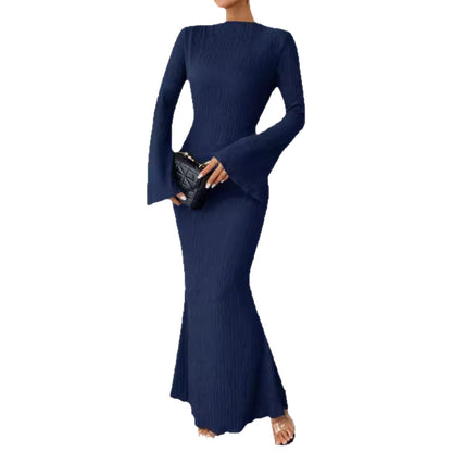 Women's Rib Knit Maxi Dress Long Sleeve Bodycon Mermaid Sweater Dress for Fall Winter
