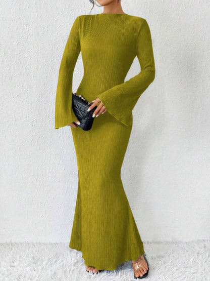 Women's Rib Knit Maxi Dress Long Sleeve Bodycon Mermaid Sweater Dress for Fall Winter