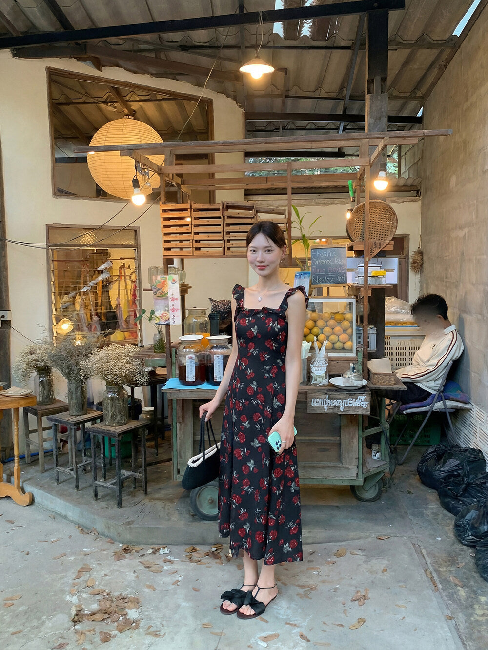 Women's Rose Floral Print Mesh Midi Dress Bodycon Dresses chiffon halter neck dress - Seldom Seen Styles