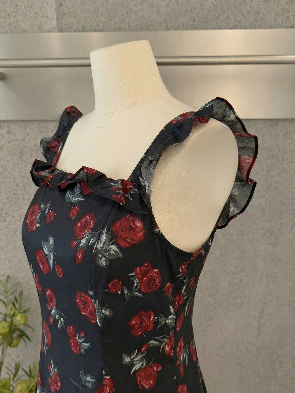 Women's Rose Floral Print Mesh Midi Dress Bodycon Dresses chiffon halter neck dress - Seldom Seen Styles