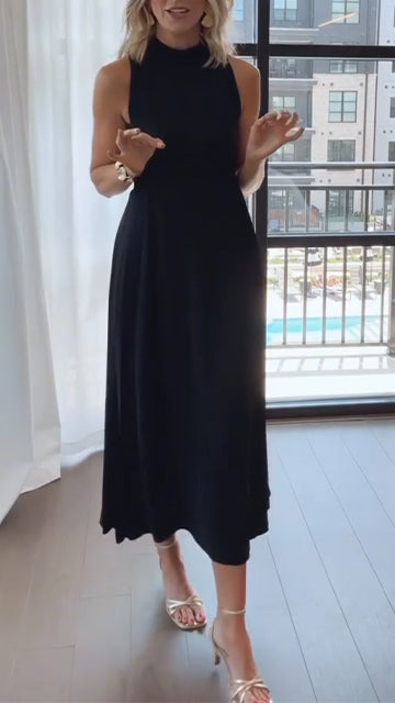 Women's Round Neck Solid Color Casual Dress
