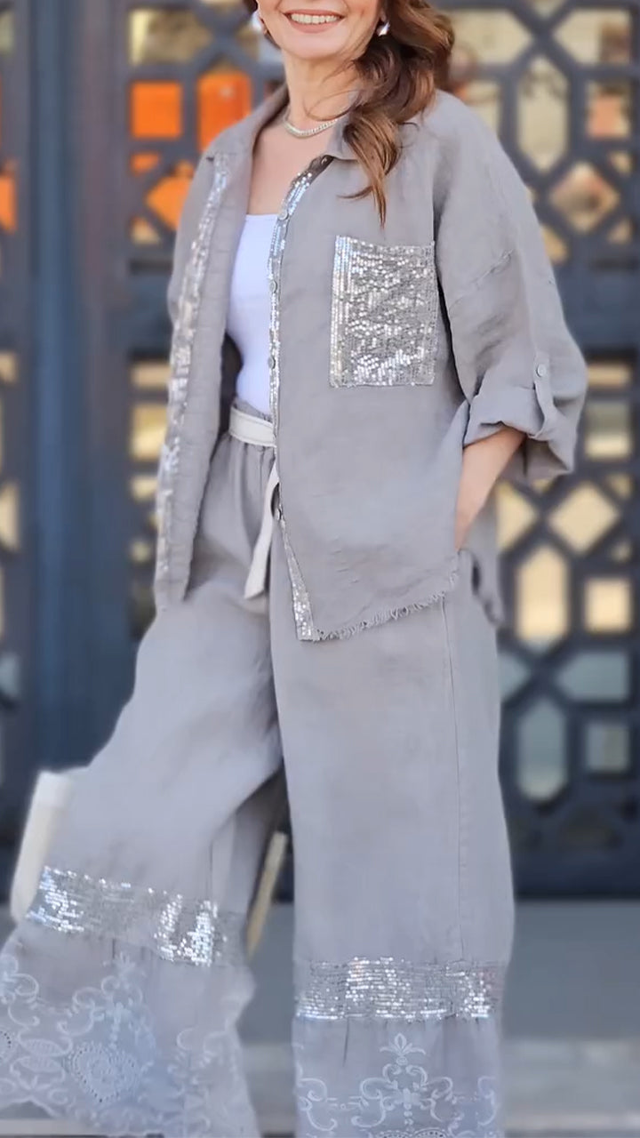 Women's Round Neck Stitching Printed Gold-stamped Commuter Suit - Seldom Seen Styles