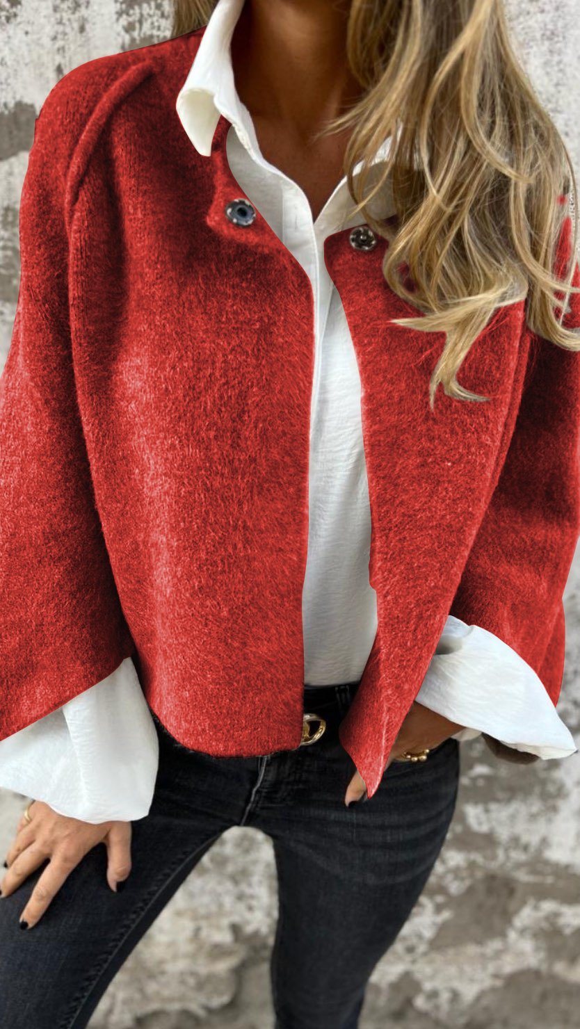 Women's Round Neck Woolen Long Sleeve Coat - Seldom Seen Styles