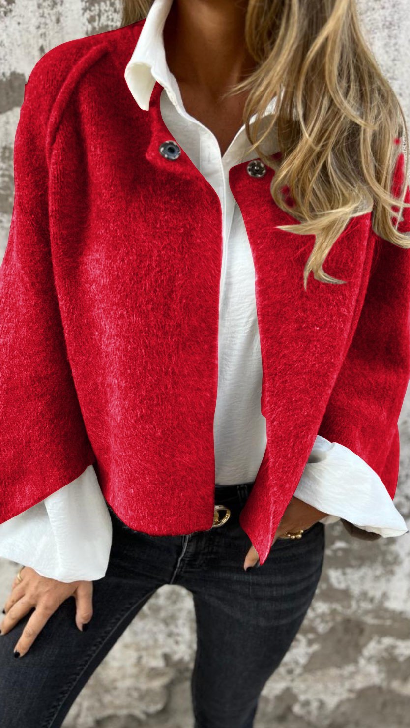 Women's Round Neck Woolen Long Sleeve Coat - Seldom Seen Styles