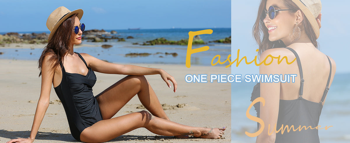 Women's Ruched Tummy Control One Piece Swimsuit Vintage Retro Push Up Bathing Suit Beach Vacation Swimwear - Seldom Seen Styles