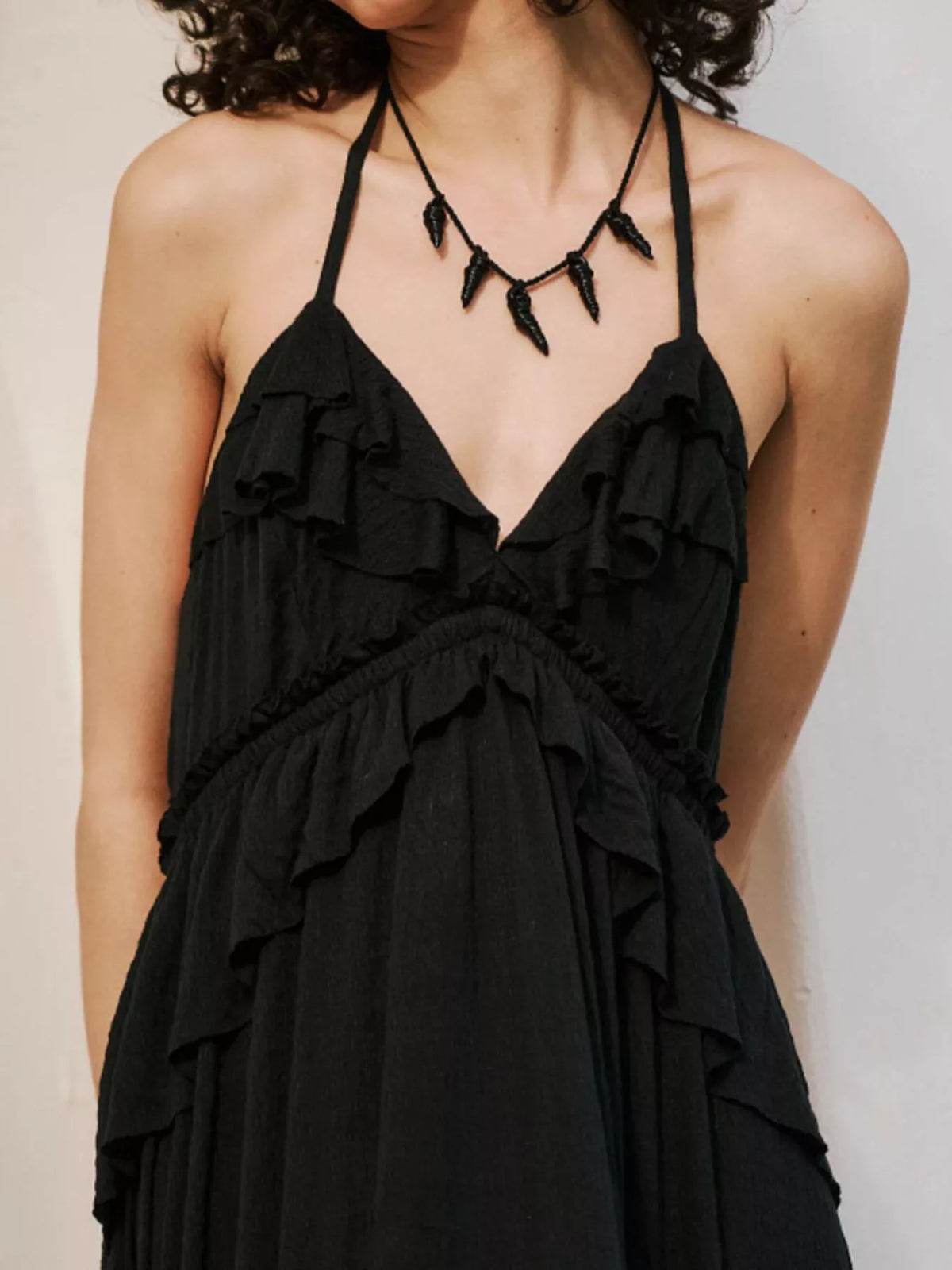 Women's Ruffle Halter Maxi Dress Boho Flowy Summer Dress - Seldom Seen Styles