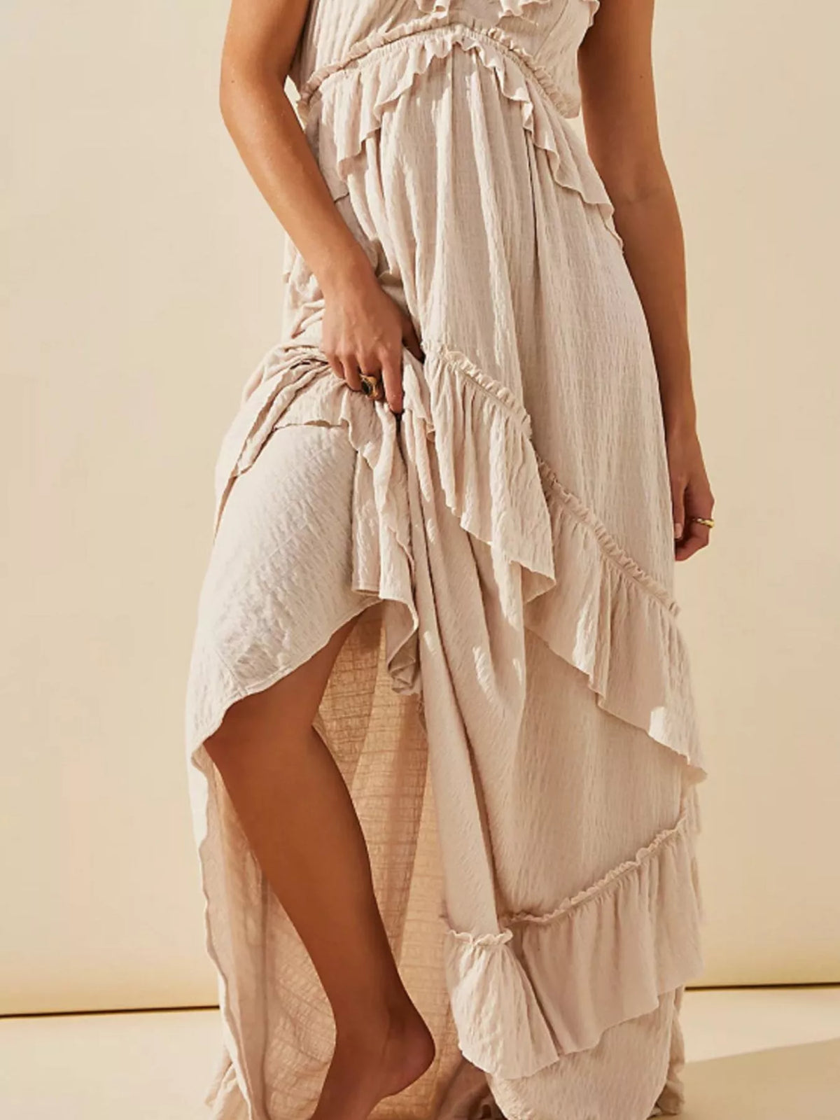 Women's Ruffle Halter Maxi Dress Boho Flowy Summer Dress - Seldom Seen Styles