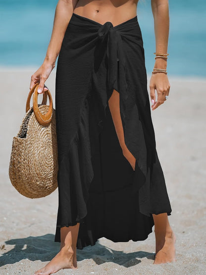 Damen Sarong Cover Ups Badeanzug Wickelrock Selbstbinden Strand Cover Up Rüschen Wraps Einheitsgröße
